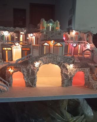 presepe in cartapesta completo di luci