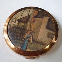 Portacipria vintage metallo dorato e tessuto