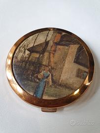 Portacipria vintage metallo dorato e tessuto