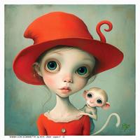 Opera di NYX "Bimba con scimmietta"