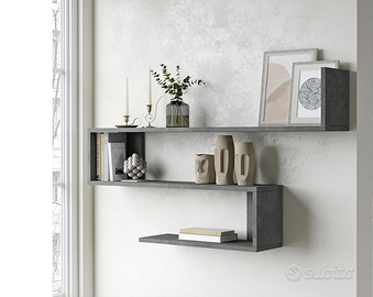 Scaffale libreria con 3 mensole - grigio cemento