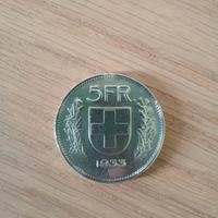 Moneta Svizzera 5 Franchi del 1933