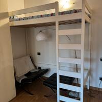 Letto di legno massiccio soppalcato 200x200x90 cm