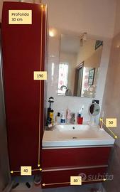 Arredo bagno rosso laccato IKEA, completo