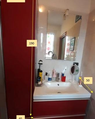 Arredo bagno rosso laccato IKEA, completo