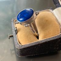 Anello in argento 925 vintage con pietra blue