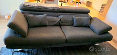 DIVANO 3 POSTI PELLE E TESSUTO 