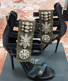 Sandali GIUSEPPE ZANOTTI tg 38 PELLE NERO MILITARE