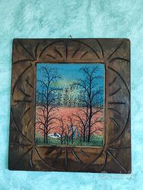 Quadri 4 stagioni + girasoli su legno, fatti a man