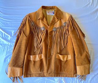 Giacca unisex tg. 43 stile cowboy in vera pelle