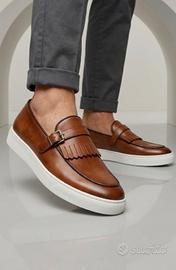 scarpa uomo mocassino in pelle marrone 41