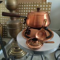 Set fonduta vintage in rame con bruciatore