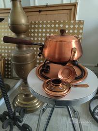 Set fonduta vintage in rame con bruciatore