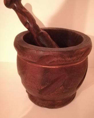Vaso con pestello - mortaio in legno