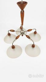  Lampadario vetro e legno 