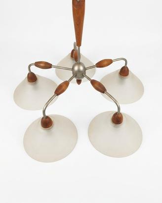  Lampadario vetro e legno 
