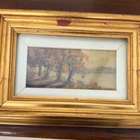 Quadretto paesaggio autunnale con cornice oro