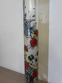 Bong in vetro Black Leaf teschio rose