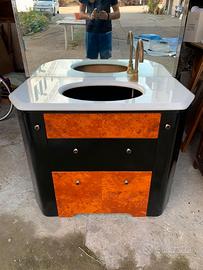 Mobile bagno completo in radica lucido e specchio
