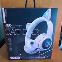 Cuffie rosa orecchie gatto LED con microfono nuove