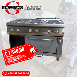 CUCINA professionale ELETTRICA da 6 fuochi + forno