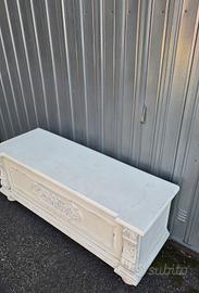 Cassapanca Shabby Chic Bianca legno massello 