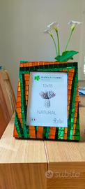 cornice mosaico 13x18 di specchi verde e arancio