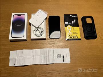 iPhone 14 Pro 256 gb + Scatola + Cover + Vetrini