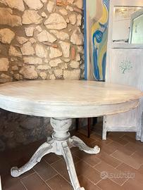 Tavolo tondo shabby patina antica