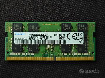 16Gb (1x16Gb) Samsung DDR4 Sodimm 3200Mhz