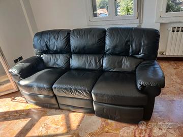 Divano in vera pelle nera reclinabile