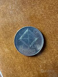 moneta 100 lire guglielmo marconi 1874-1974