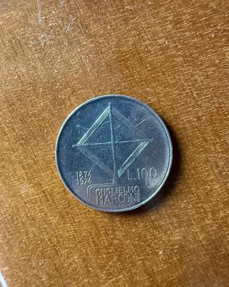 moneta 100 lire guglielmo marconi 1874-1974
