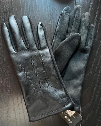 Guanti neri in ecopelle donna