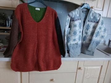 Maglione bicolore più cardigan 