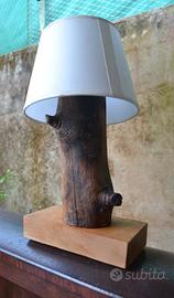 lampada artigianale in legno di castagno/ ciliegio