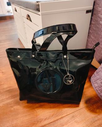 Borsa vernice nera Armani Jeans