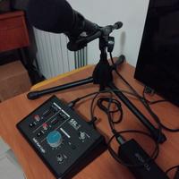 Microfono Scheda audio Preamplificatore Cavi Asta 