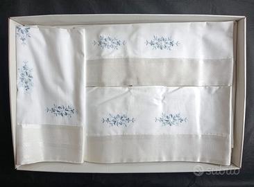 SET DUE LENZUOLA + FEDERE CON BORDO IN RASO