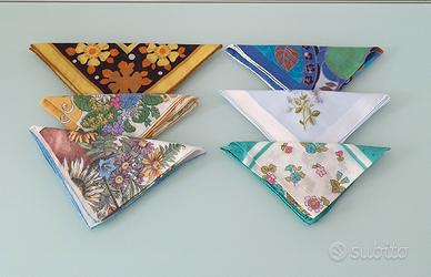 Lotto di 6 Fazzoletti a Stampa Floreale Vintage