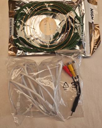 Lotto 3 cavi nuovi: HDMI 8k, ethernet, jack/rca