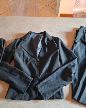 Completo donna 3 pezzi nuovo blu a righe TG. 40 