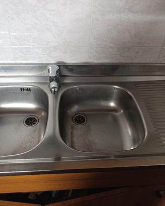Lavello cucina inox 2 vasche + gocciolatoio 120x50