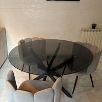 Tavolo tondo vetro + 3 bellissime sedie