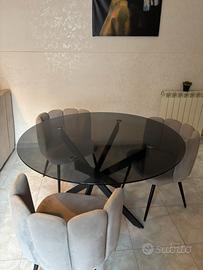 Tavolo tondo vetro + 3 bellissime sedie