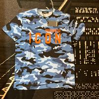 Tshirt dsquared xl camouflage blu nera e arancione