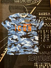 Tshirt dsquared xl camouflage blu nera e arancione