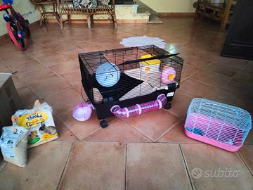 2 gabbie attrezzate  per criceto