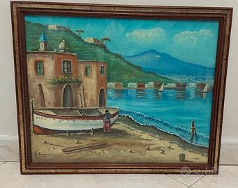 Quadro Marina di Sorrento dipinto a olio su tela.
