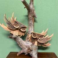 Gufi in legno da appendere